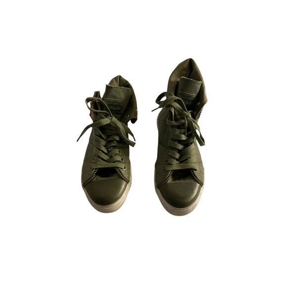 Army Green Canvas High Top Sneakers Levi’s Size 7.5 - Picture 3 of 7